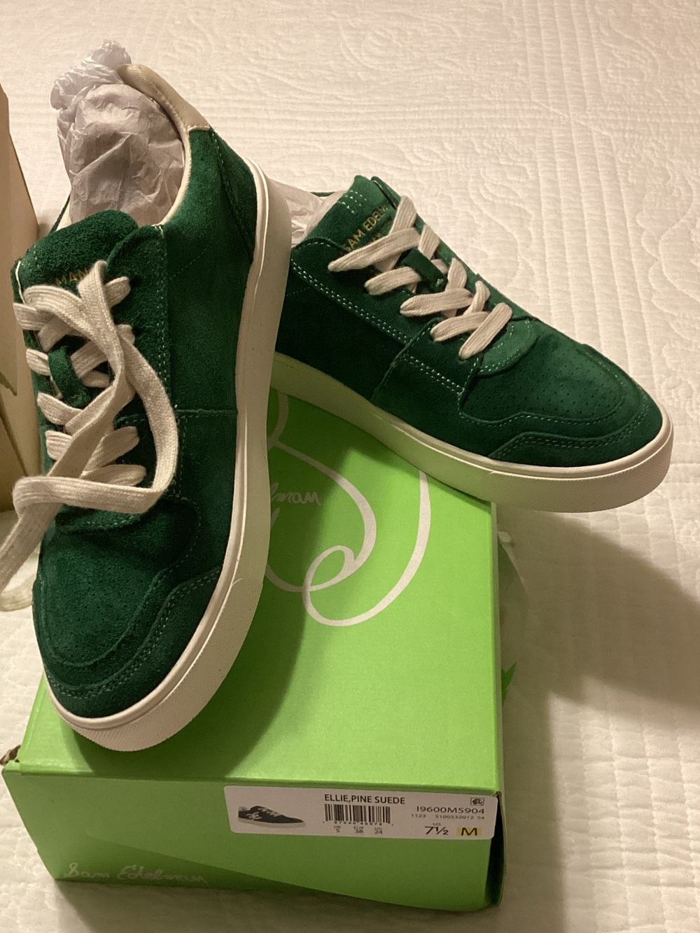 Sam Edelman Men's Suede Sneakers in Pine Green with White Soles